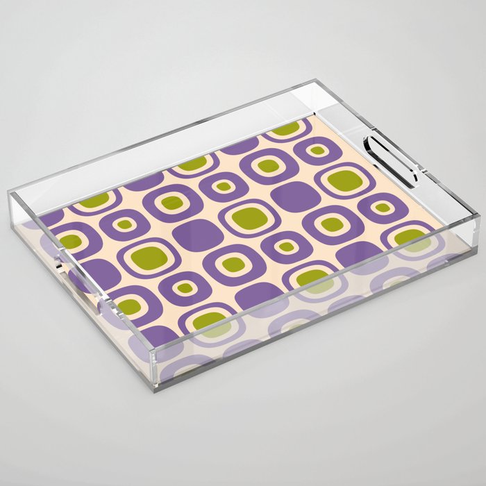 Mid Century Modern Garden Path Pattern 339 Purple and Olive Green Acrylic Tray Gallery Image 1