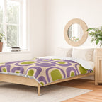 Mid Century Modern Garden Path Pattern 339 Purple and Olive Green Duvet Cover Gallery Image 2