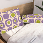 Mid Century Modern Garden Path Pattern 339 Purple and Olive Green Pillow Sham Gallery Image 2