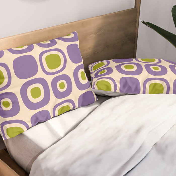 Mid Century Modern Garden Path Pattern 339 Purple and Olive Green Pillow Sham Gallery Image 2