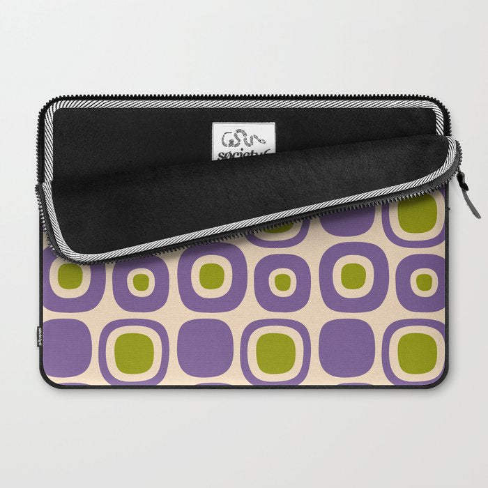 Mid Century Modern Garden Path Pattern 339 Purple and Olive Green Laptop Sleeve Gallery Image 2