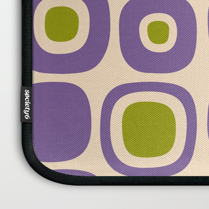 Mid Century Modern Garden Path Pattern 339 Purple and Olive Green Laptop Sleeve Gallery Image 3