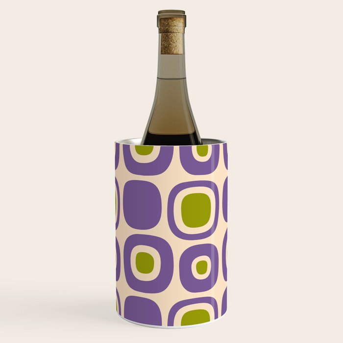 Mid Century Modern Garden Path Pattern 339 Purple and Olive Green Wine Chiller Gallery Image 1