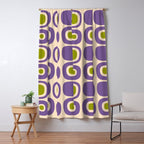 Mid Century Modern Garden Path Pattern 339 Purple and Olive Green Window Curtain Gallery Image 5