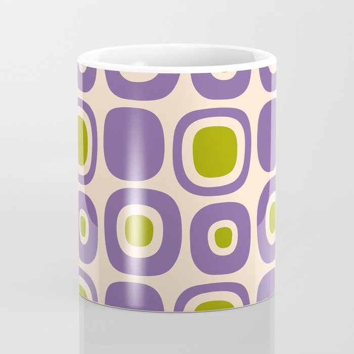 Mid Century Modern Garden Path Pattern 339 Purple and Olive Green Coffee Mug Gallery Image 4