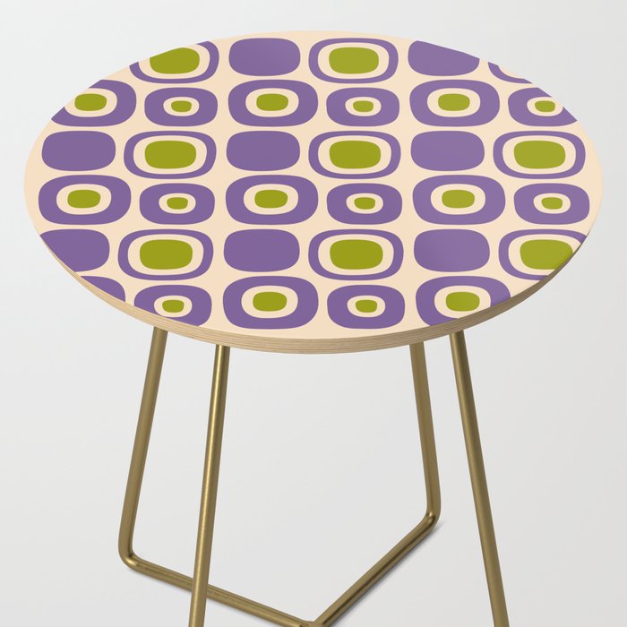 Mid Century Modern Garden Path Pattern 339 Purple and Olive Green Side Table Gallery Image 2