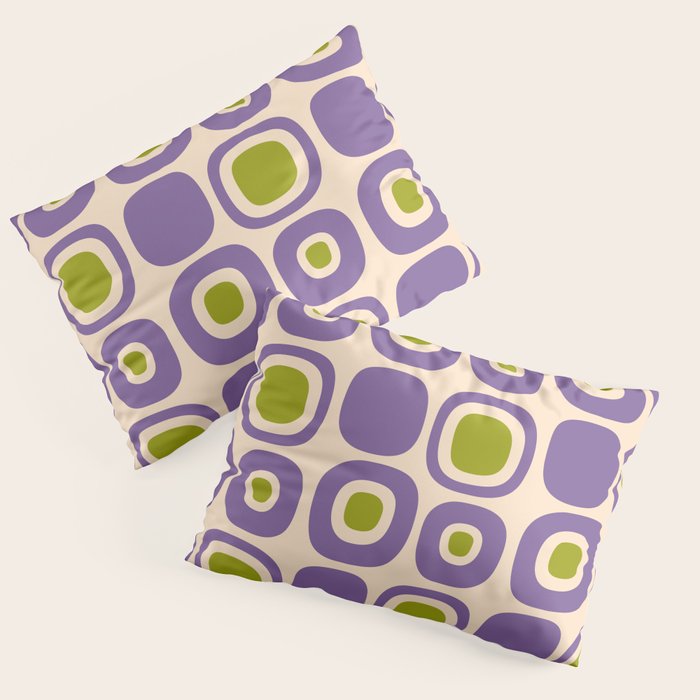 Mid Century Modern Garden Path Pattern 339 Purple and Olive Green Pillow Sham Gallery Image 3