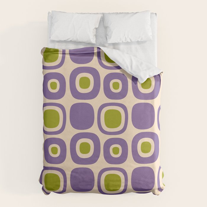 Mid Century Modern Garden Path Pattern 339 Purple and Olive Green Duvet Cover Gallery Image 6