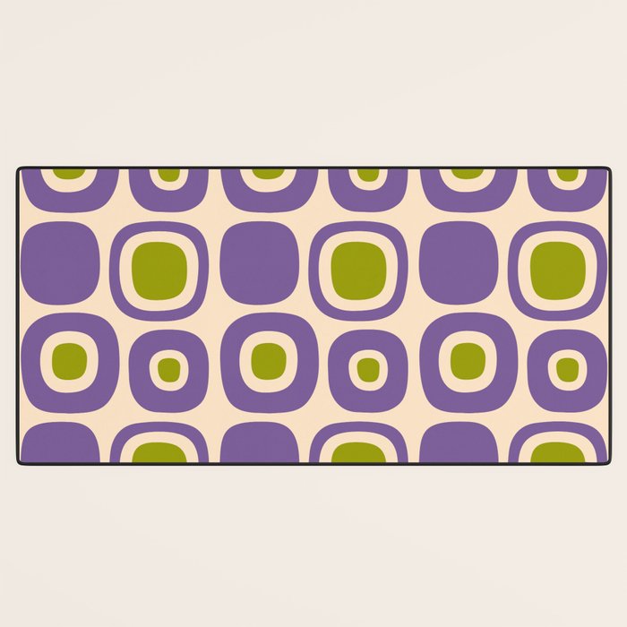 Mid Century Modern Garden Path Pattern 339 Purple and Olive Green Desk Mat Gallery Image 3