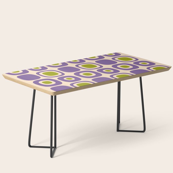 Mid Century Modern Garden Path Pattern 339 Purple and Olive Green Coffee Table Gallery Image 1