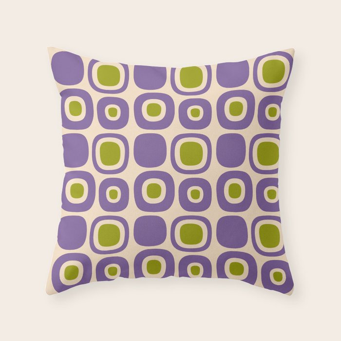 Mid Century Modern Garden Path Pattern 339 Purple and Olive Green Throw Pillow Gallery Image 6
