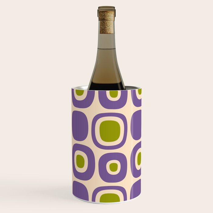 Mid Century Modern Garden Path Pattern 339 Purple and Olive Green Wine Chiller Gallery Image 2