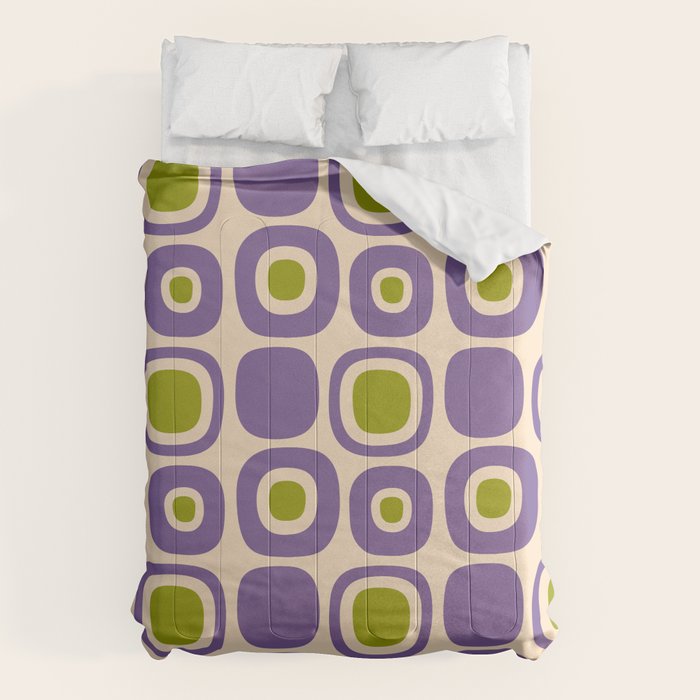 Mid Century Modern Garden Path Pattern 339 Purple and Olive Green Comforter Gallery Image 1