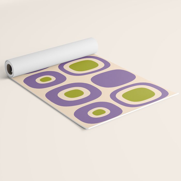 Mid Century Modern Garden Path Pattern 339 Purple and Olive Green Yoga Mat Gallery Image 2