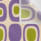 Mid Century Modern Garden Path Pattern 339 Purple and Olive Green Wall Tapestry Gallery Image 3