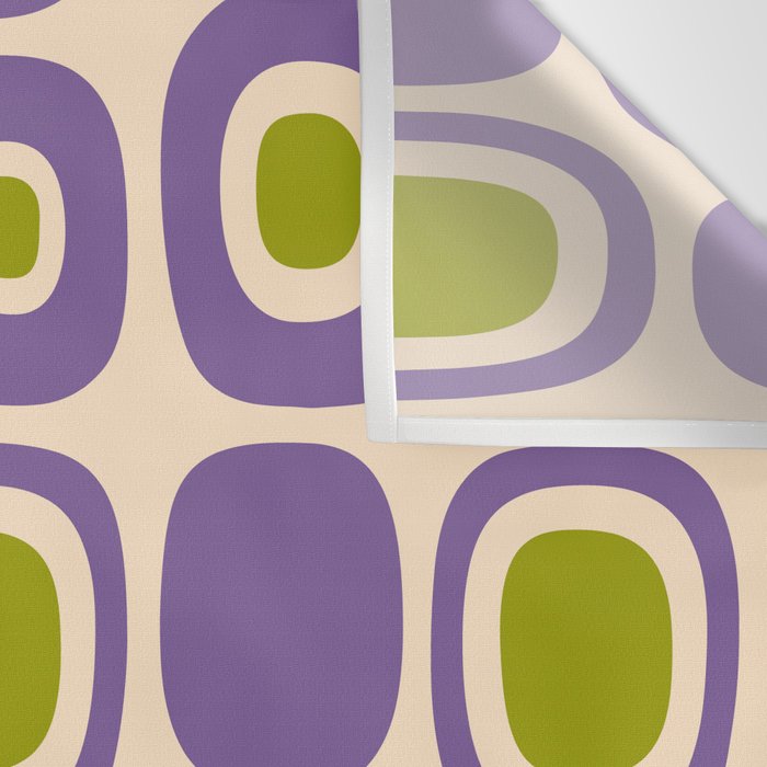Mid Century Modern Garden Path Pattern 339 Purple and Olive Green Wall Tapestry Gallery Image 3