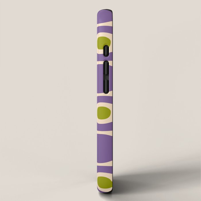 Mid Century Modern Garden Path Pattern 339 Purple and Olive Green iPhone Case Gallery Image 2