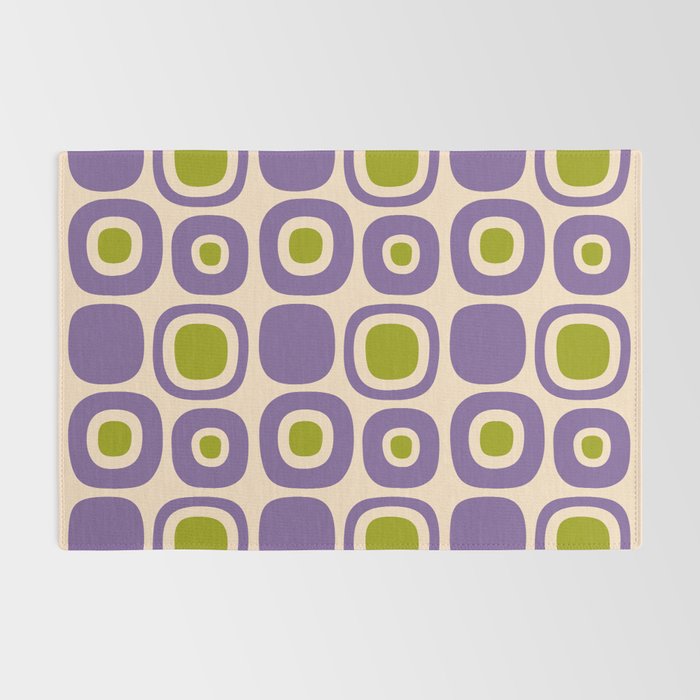 Mid Century Modern Garden Path Pattern 339 Purple and Olive Green Rug Gallery Image 2