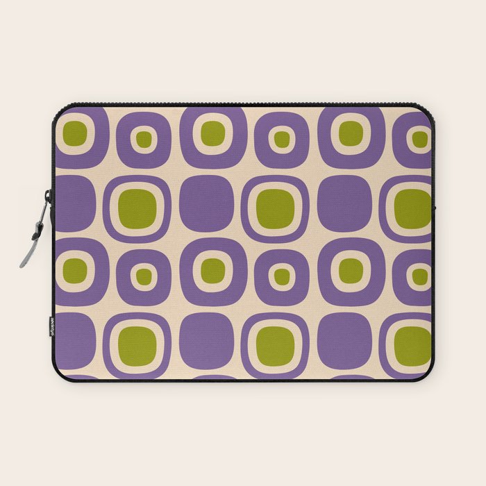 Mid Century Modern Garden Path Pattern 339 Purple and Olive Green Laptop Sleeve Gallery Image 1