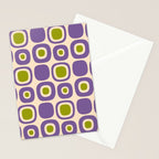 Mid Century Modern Garden Path Pattern 339 Purple and Olive Green Stationery Card Gallery Image 2
