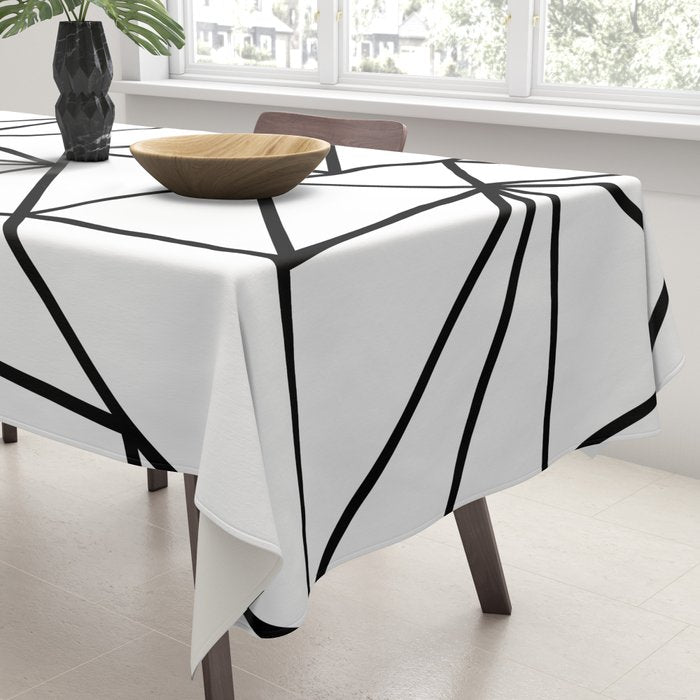 Black white modern abstract geometrical pattern Tablecloth Gallery Image 3