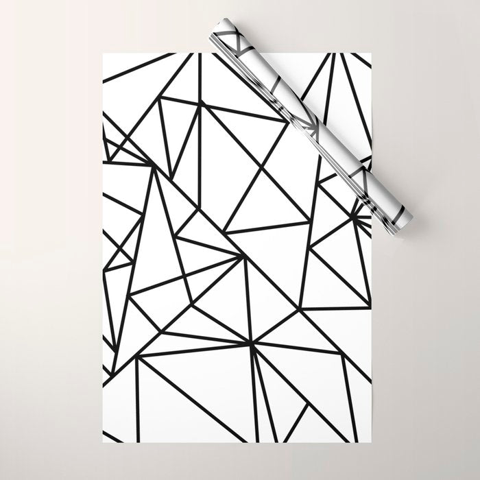 Black white modern abstract geometrical pattern Wrapping Paper Gallery Image 1