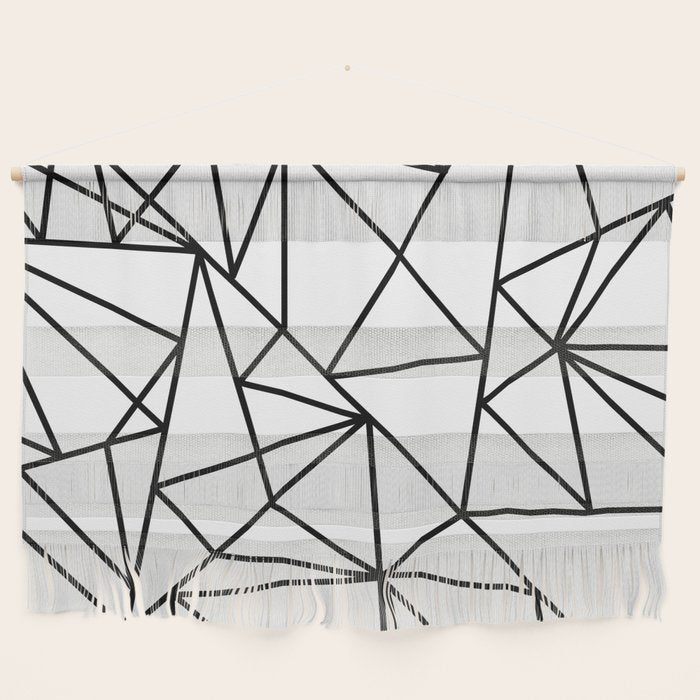 Black white modern abstract geometrical pattern Wall Hanging Gallery Image 1