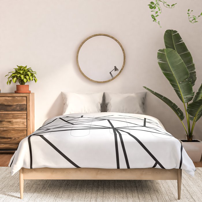 Black white modern abstract geometrical pattern Comforter Gallery Image 3