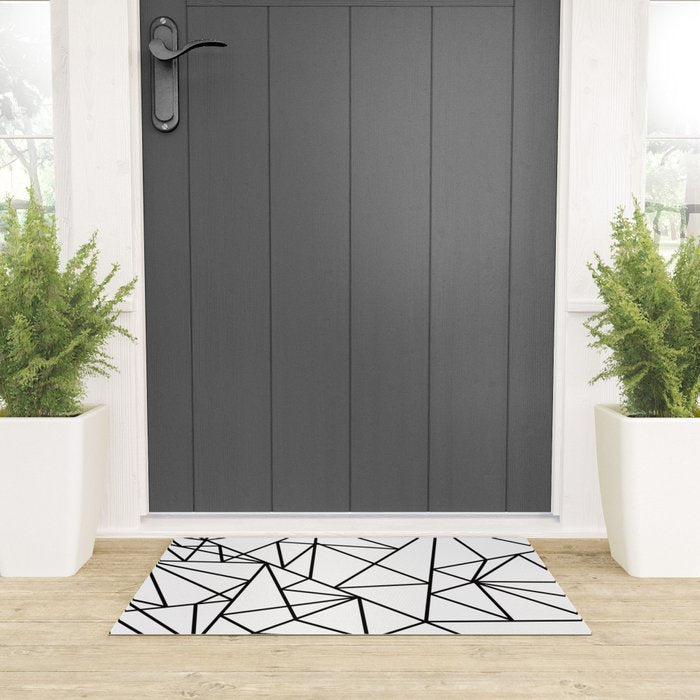 Black white modern abstract geometrical pattern Welcome Mat Gallery Image 3