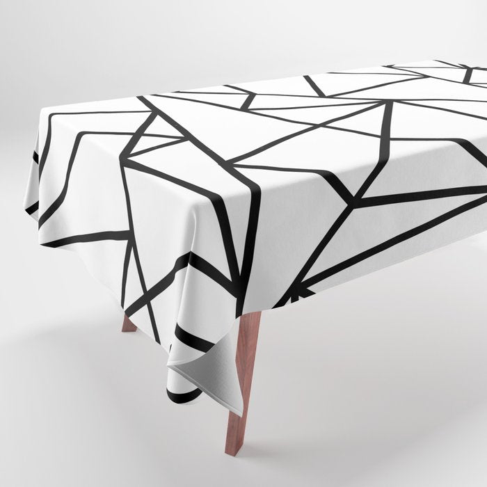 Black white modern abstract geometrical pattern Tablecloth Gallery Image 1