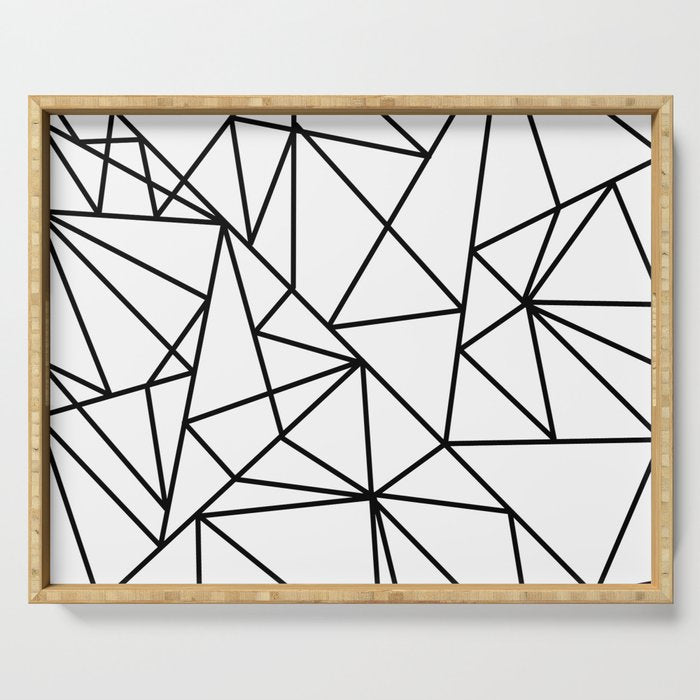 Black white modern abstract geometrical pattern Serving Tray Gallery Image 1