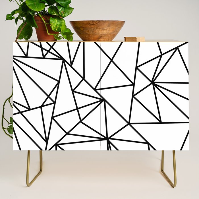 Black white modern abstract geometrical pattern Credenza Gallery Image 1