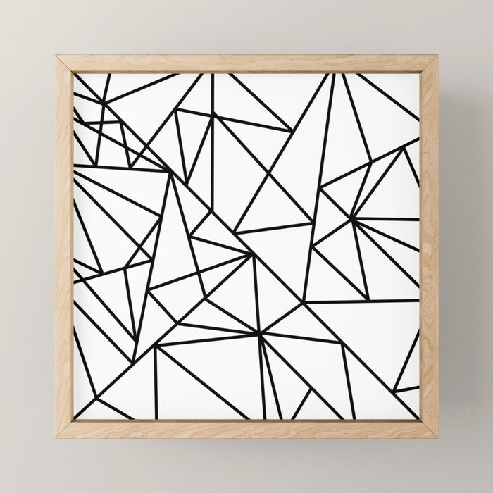 Black white modern abstract geometrical pattern Mini Art Print Gallery Image 1