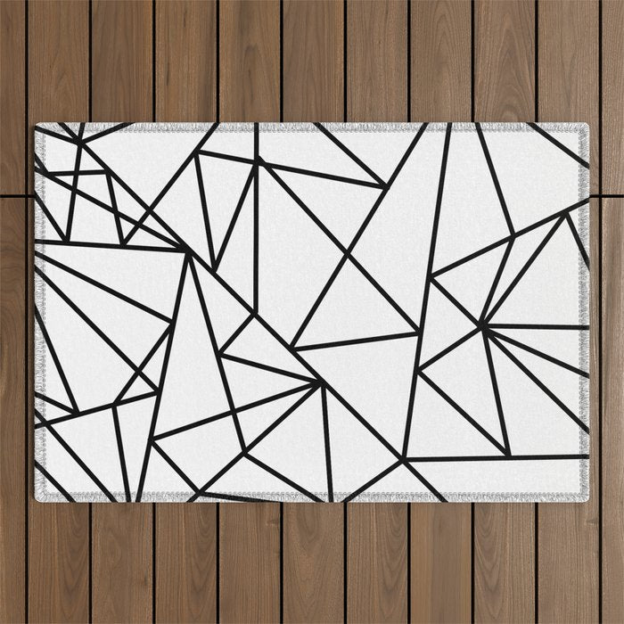 Black white modern abstract geometrical pattern Outdoor Rug Gallery Image 1