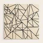 Black white modern abstract geometrical pattern Wood Wall Art Gallery Image 1