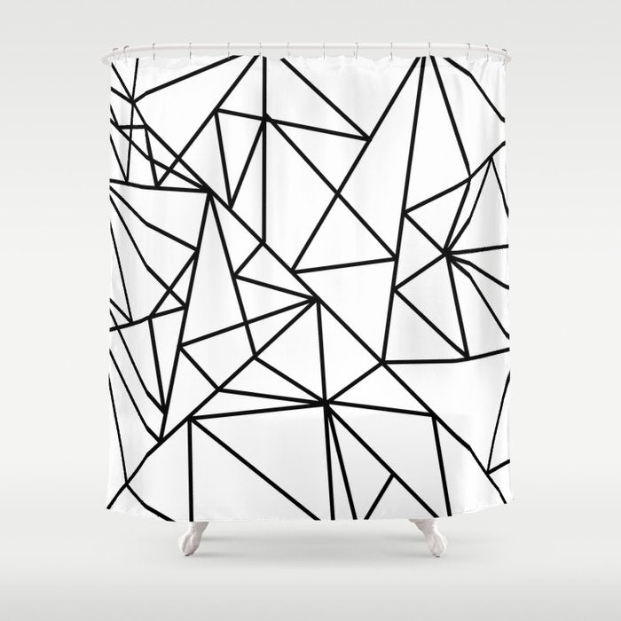 Black white modern abstract geometrical pattern Shower Curtain Gallery Image 1