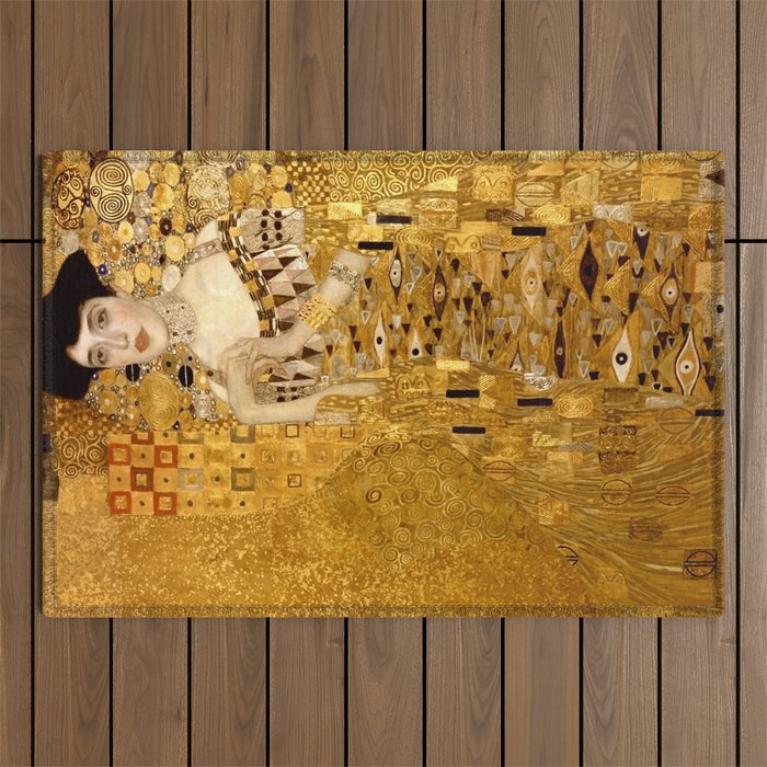 Woman in Gold Portrait by Gustav Klimt Outdoor Rug Gallery Image 1