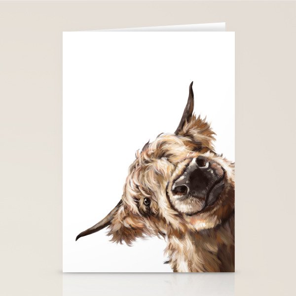 Sneaky Highland Cow Stationery Card Gallery Image 2