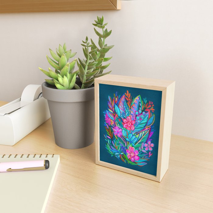 Exuberant Bouquet in Aqua, Fuchsia and Emerald Mini Art Print Gallery Image 2
