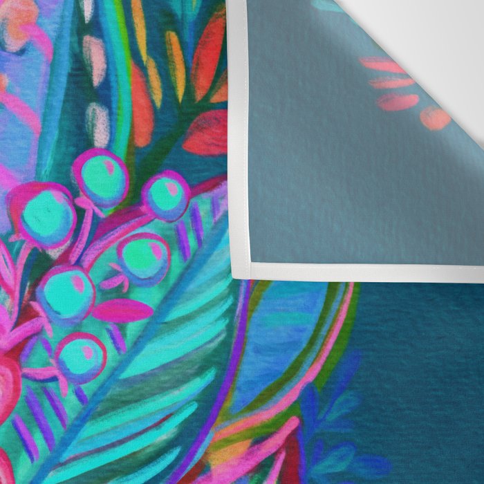 Exuberant Bouquet in Aqua, Fuchsia and Emerald Wall Tapestry Gallery Image 3