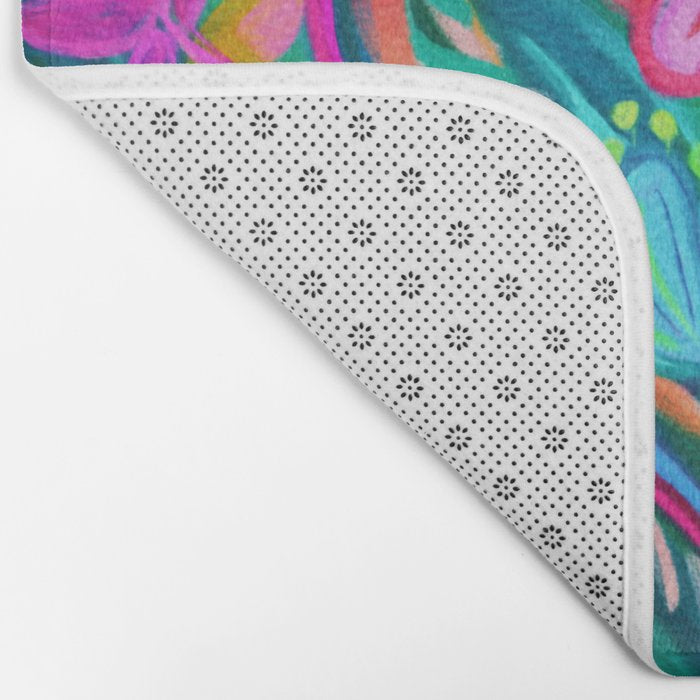 Exuberant Bouquet in Aqua, Fuchsia and Emerald Bath Mat Gallery Image 2