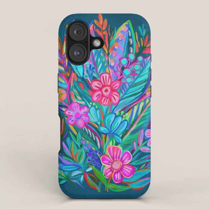 Exuberant Bouquet in Aqua, Fuchsia and Emerald iPhone Case Gallery Image 1