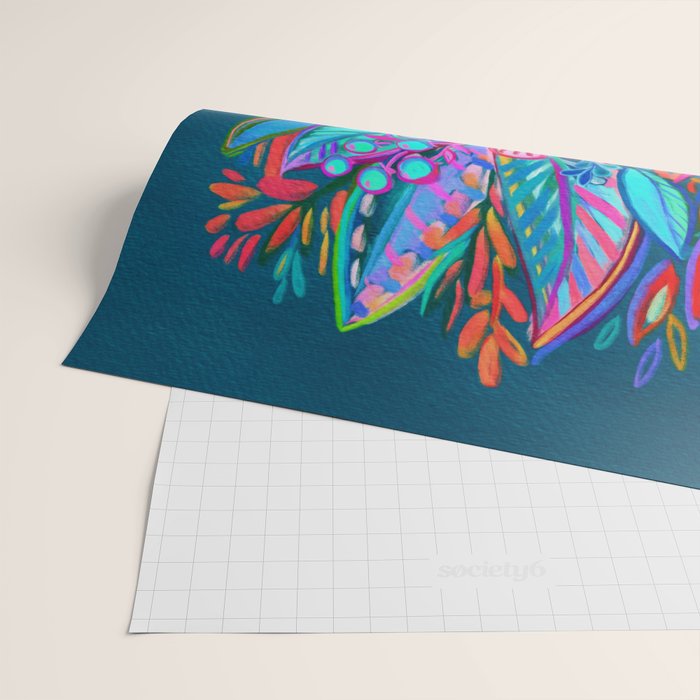 Exuberant Bouquet in Aqua, Fuchsia and Emerald Wrapping Paper Gallery Image 2
