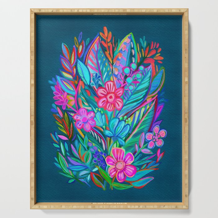 Exuberant Bouquet in Aqua, Fuchsia and Emerald Serving Tray Gallery Image 1