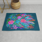 Exuberant Bouquet in Aqua, Fuchsia and Emerald Rug Gallery Image 1