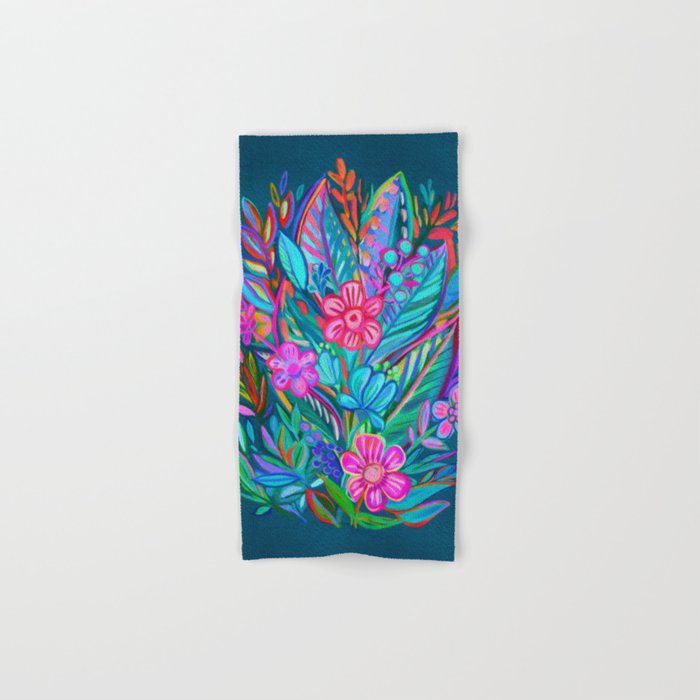 Exuberant Bouquet in Aqua, Fuchsia and Emerald Bath Towel Gallery Image 1