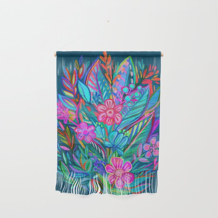 Exuberant Bouquet in Aqua, Fuchsia and Emerald Wall Hanging Gallery Image 1