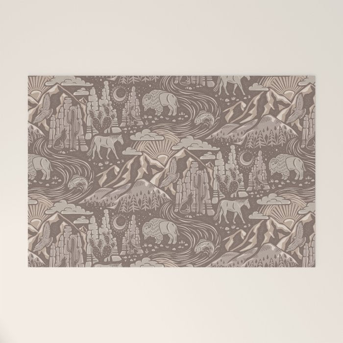 Wild West - Taupe Neutral  Welcome Mat Gallery Image 1