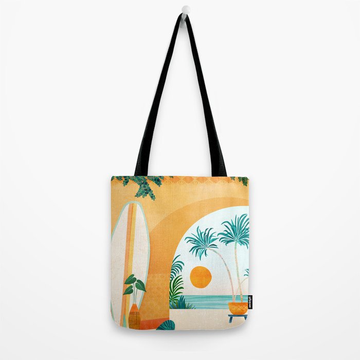 Seaside Surf Retreat Tropical Landscape / Villa Series Tote Bag Gallery Image 2
