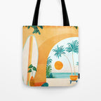Seaside Surf Retreat Tropical Landscape / Villa Series Tote Bag Gallery Image 1